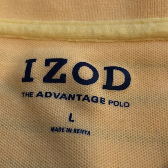 Large Men’s Yellow and Blue Striped IZOD POLO - Picture 3 of 4